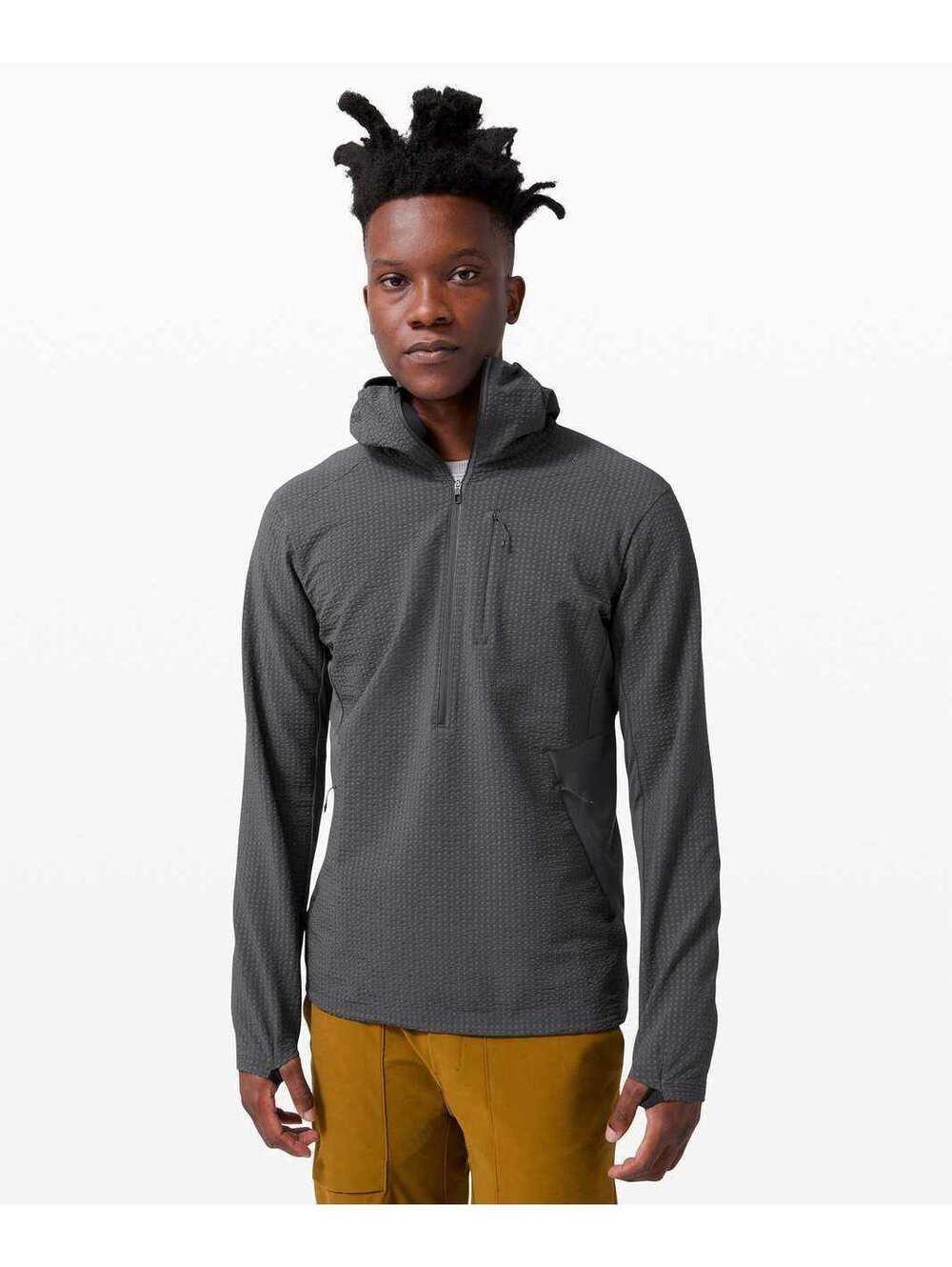 Lululemon Cold Terrain 3/4 Zip Mens XXL Graphite Grey Hooded Running Jacket
